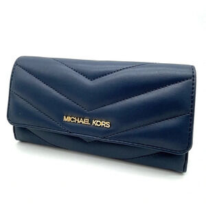 Michael Kors Large Trifold Wallet Navy Blue (NWT)